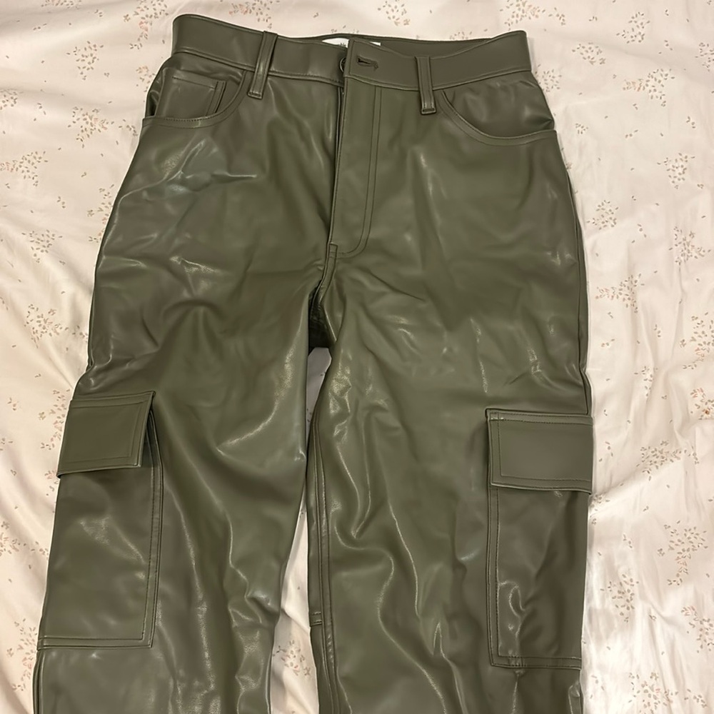 Abercrombie Green leather cargo pants